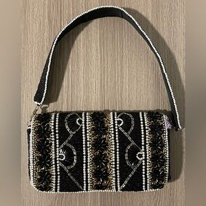 Elegant Black and Gold Beaded Handbag